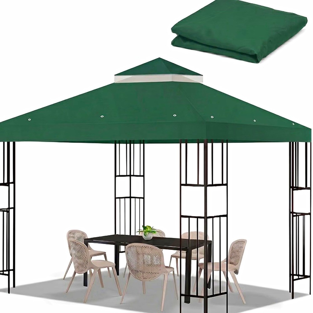 Green Square Gazebo Replacement Canopy Top, Water-Repellent 10x10 water res